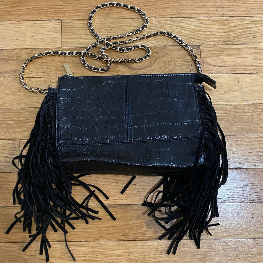 Zara croc embossed purse with fringe
